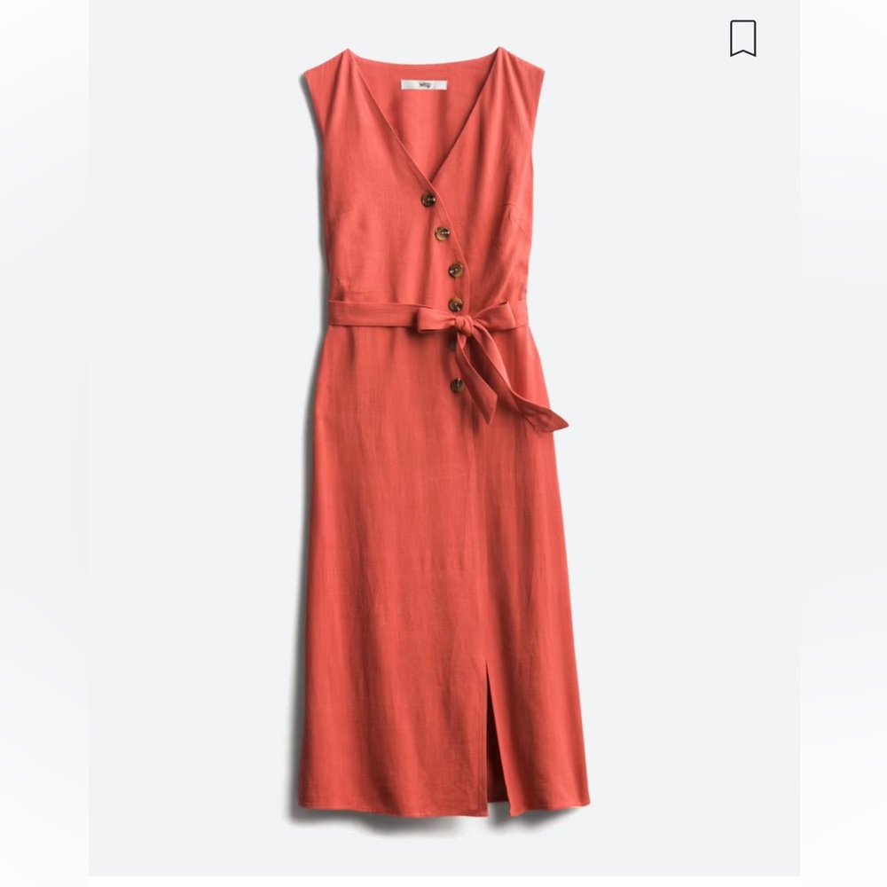 MAGGY LONDON-Ayana Linen Midi Dress with a tie belt- size 4